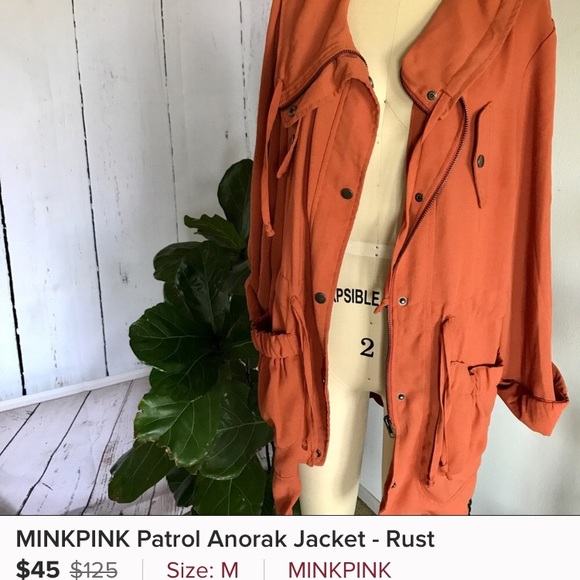 Minkpink revolve anorak rust jacket NWOT - Picture 6 of 7
